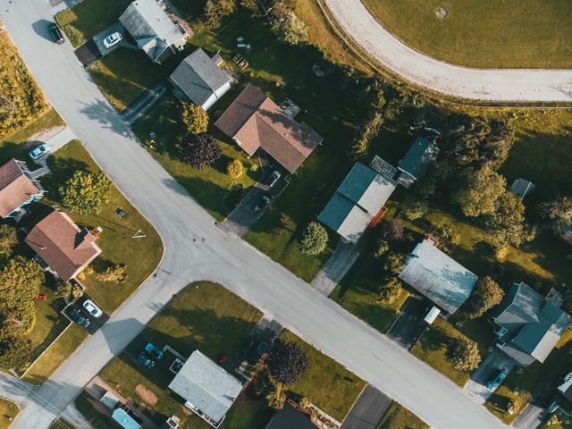 aerial view of a suburban neighborhood